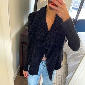 Kensie Black Medium Faux Fur Sweater